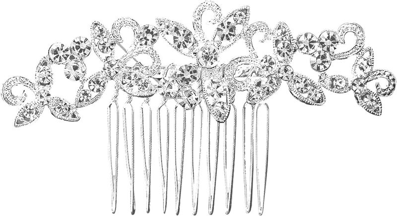 Crystal Wedding Hair Comb Flower Silver Headdress Bridal Hair Piece Vintage Elegant Ladies Hair Accessories