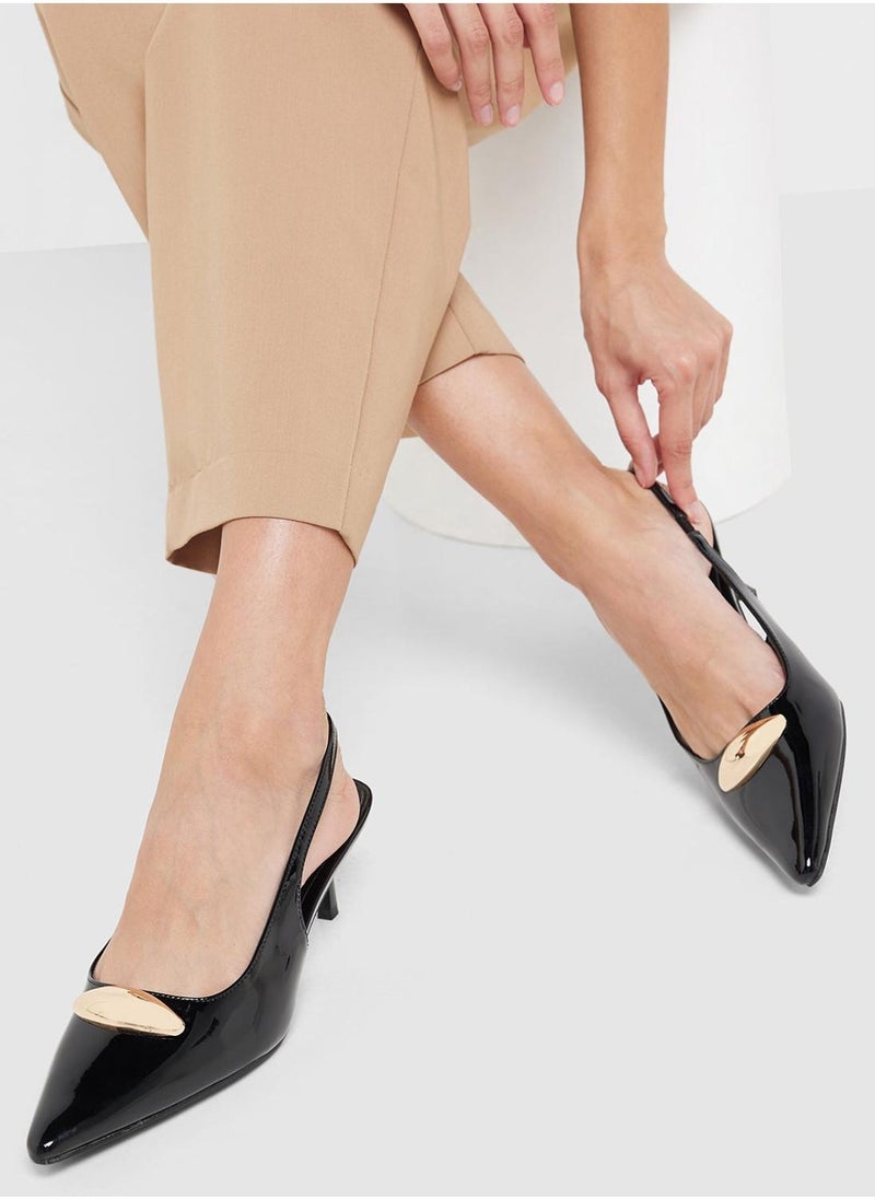 Pink Step Pointed Sling Back Pump  - Image 5