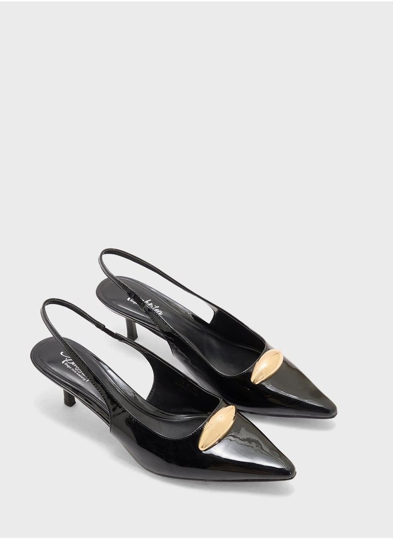 Pink Step Pointed Sling Back Pump  - Image 4