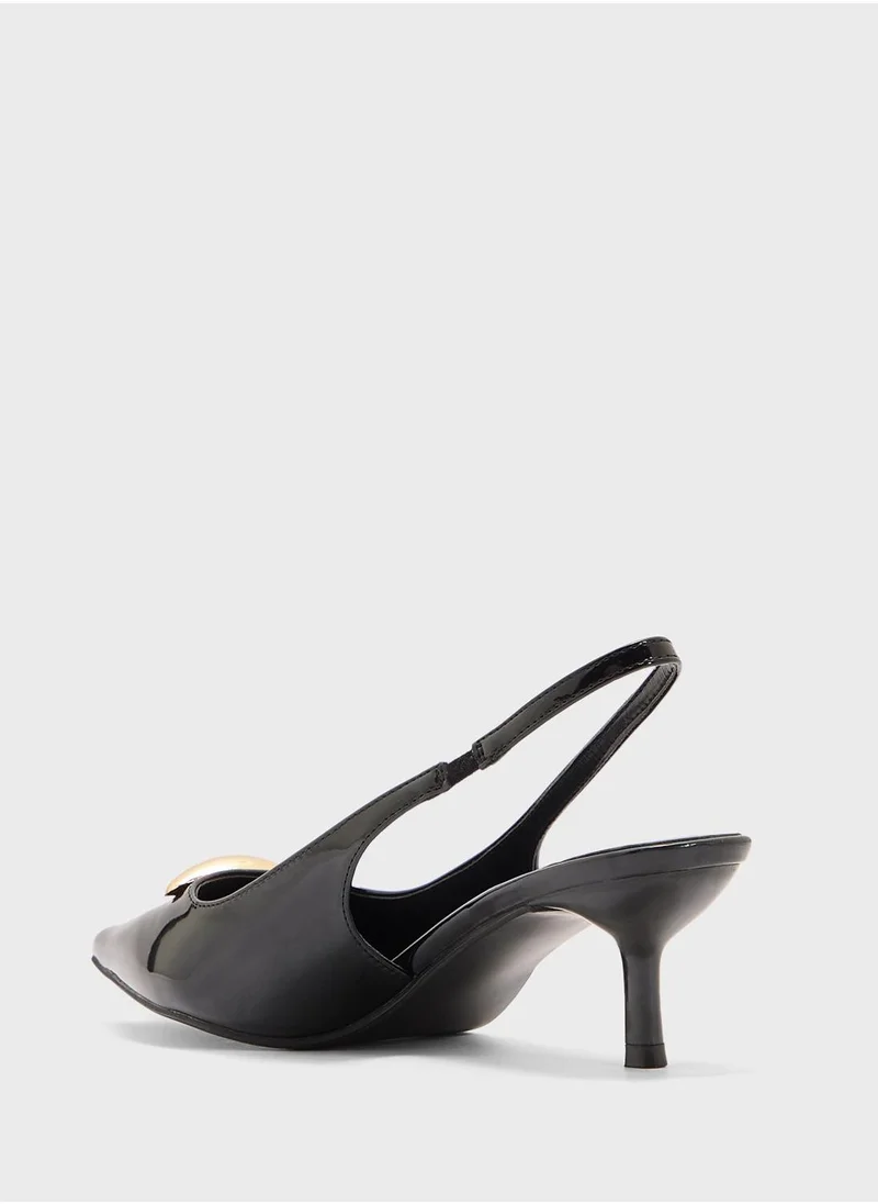 Pink Step Pointed Sling Back Pump