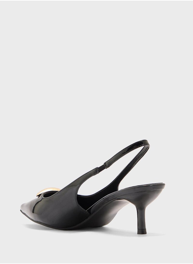 Pink Step Pointed Sling Back Pump  - Image 3