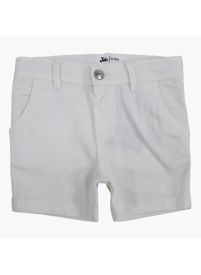 Baby Boys Gabardine Shorts – Off-White - Image 1