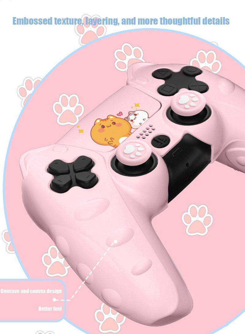 Sony 5 White Cat Paw PS5 Controller Skin Anti-Slip Silicone Skin Protective Cover Case for Playstation 5 DualSense Wireless Controller with Thumb Grip Caps（Cat Claw Shape）  - Image 4