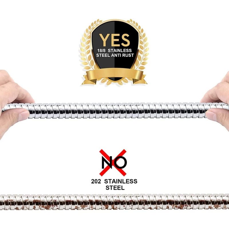 KINIK Diamond Stainless Steel Chrome Finished Extendable 1.75 Meter Flexible Shower Hose, Handshower Hose, Shower Tube and Health Faucet Tube for Bathroom - Image 5