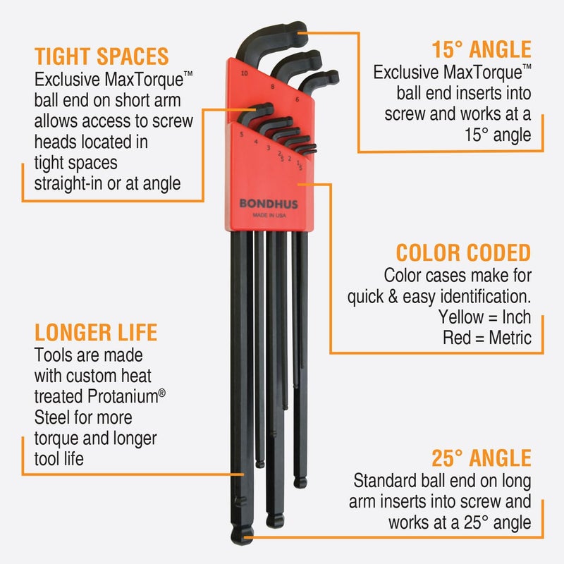 Bondhus 27098 Set of 22 Stubby Double Ball End L-Wrenches XL Double Pk - Image 2