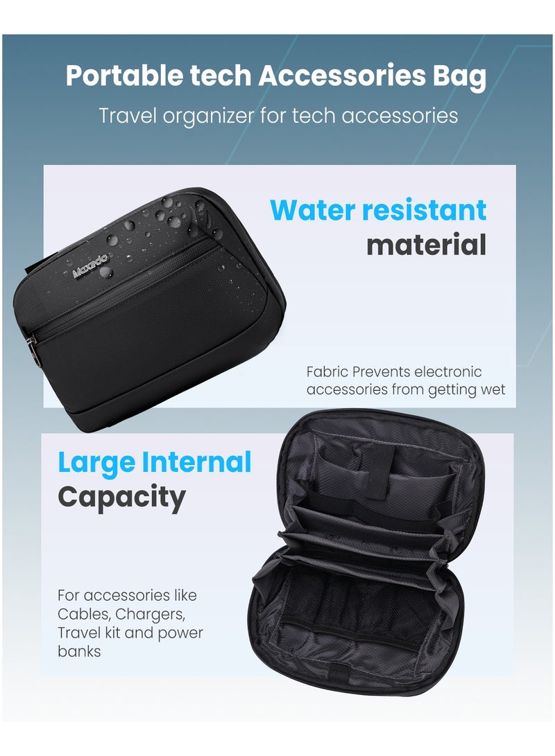 Moxedo Portable Tech Accessories Bag Travel Organizer for Electronic Accessories with 10,000 mAh Power Bank, 35W Travel GaN Adapter, Charging Travel Kit and 2 Charging Cable - Image 2