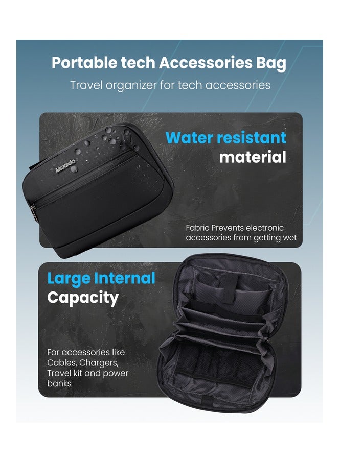 Moxedo Portable Tech Accessories Bag Travel Organizer for Electronic Accessories with 10,000 mAh Power Bank, 35W Travel GaN Adapter, Charging Travel Kit and 2 Charging Cable - Image 3