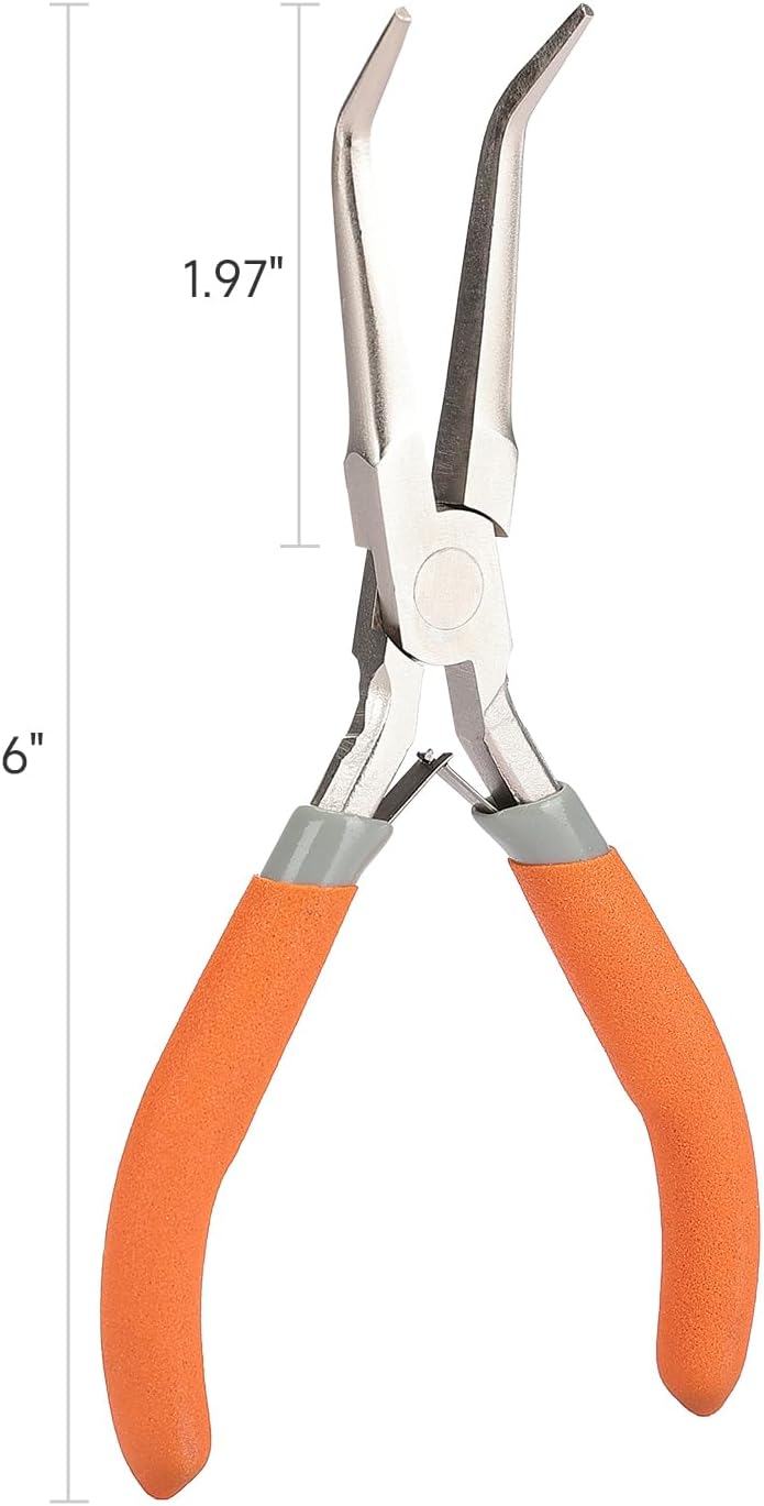 SIDAZON Fish Bone Pliers/Tweezers 6 Inches Bent nose pliers Curved Stainless Steel With Non-Slip Grip - Image 2