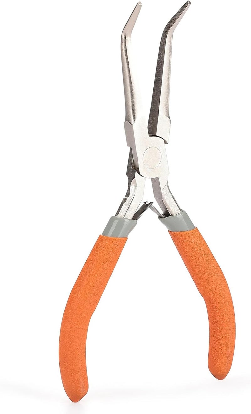 SIDAZON Fish Bone Pliers/Tweezers 6 Inches Bent nose pliers Curved Stainless Steel With Non-Slip Grip - Image 1