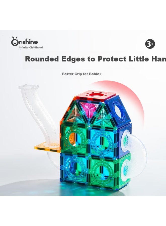 Onshine Onsheen Magnetic Pipe Tiles, Thickened Suction Drill Surface, Light And Shadow Colorful Window Roller Ball Track, Educational Toy For Children - Colorful 100pcs - Image 2