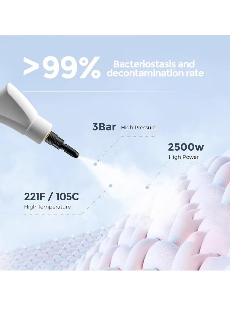 TOBI 2500W High Pressure Handheld Steam Cleaner with 1100ml Tank – 6-Level Adjustable, Touchscreen Steamer, 3 Brush Heads – 3.0 Bar, 105°C Pressurized Steam Cleaning Machine for Home, Kitchen, Car & Upholstery - Image 5