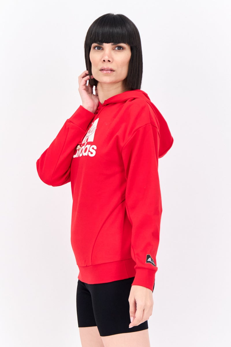 Adidas Women Sportswear Fit Long Sleeve Outdoor Sweatshirt, Red  - Image 2