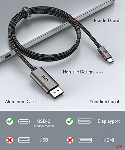 uni USB C to DisplayPort Cable for Home Office (4K@60Hz, 2K@165Hz), Sturdy Aluminum USB Type-C to DisplayPort Cable [Thunderbolt 3/4 Compatible] for MacBook Pro/Air, iPhone 15 Pro/Max, XPS, Surface - Image 2