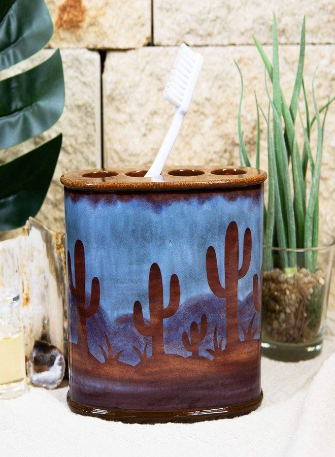 Ebros Gift Ebros Rustic Southwestern Desert Cactus Arizona Wilderness Bathroom Accent Resin Figurine Accessories Western Country Cabin Lodge Decorative (Toothbrush and Toothpaste Holder) - Image 2