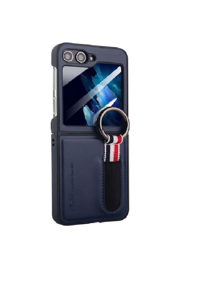 JSJM GALAXY Z FLIP 6 - JSJM RING HOLDER + Glass + Pen COVER  FASHION CASE FOR SAMSUNG GALAXY Z FLIP 6 (DESIGN- 117) [ Blue Color ]