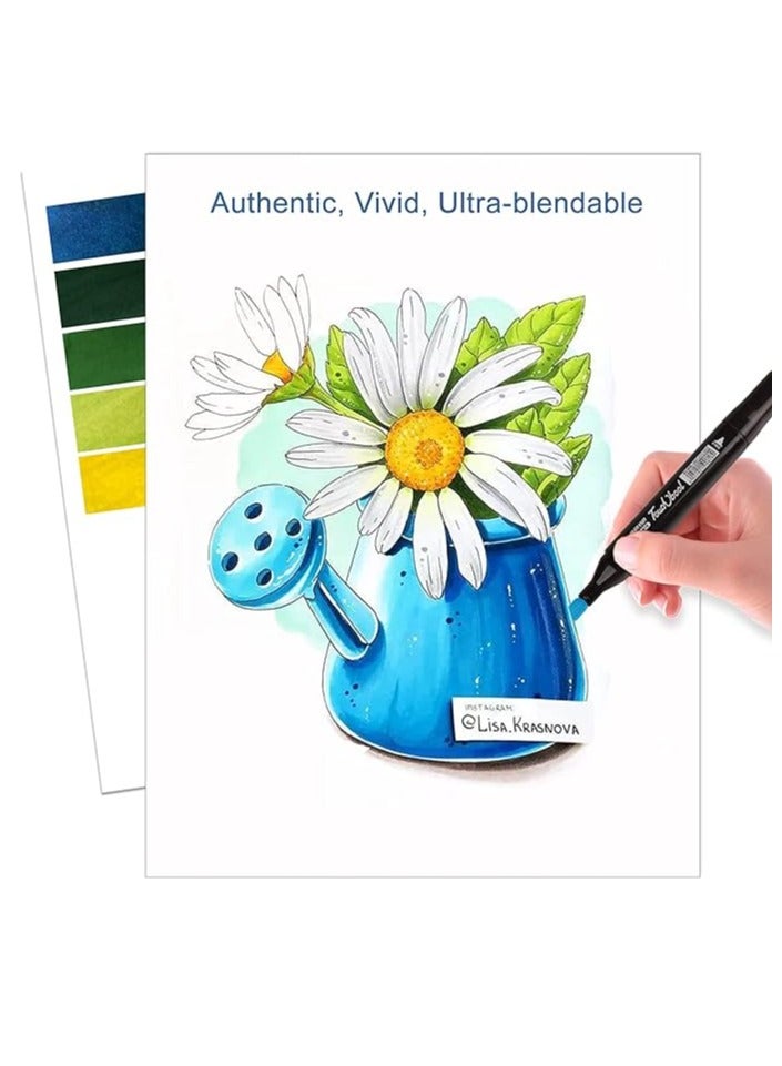 علبة أقلام تحديد دائمة للأعمال الفنية من جيلانتي ألوان فلوماستر للرسم رسم مزدوجة السن من فانتاستيك كيدز تويز للتصميم والرسم والرسومات الجرافيتي عبوة من 60 لون متعدد الألوان - Image 2