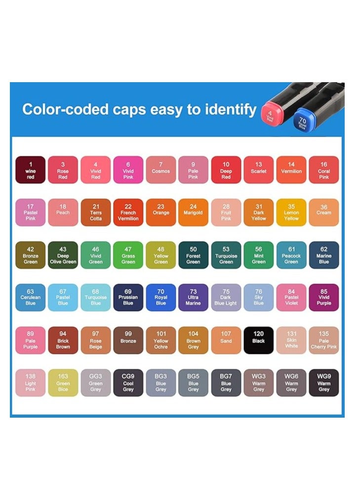 علبة أقلام تحديد دائمة للأعمال الفنية من جيلانتي ألوان فلوماستر للرسم رسم مزدوجة السن من فانتاستيك كيدز تويز للتصميم والرسم والرسومات الجرافيتي عبوة من 60 لون متعدد الألوان - Image 3