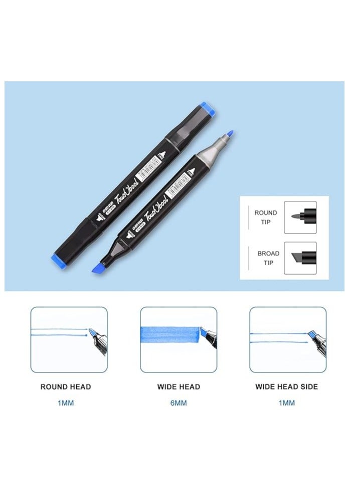 علبة أقلام تحديد دائمة للأعمال الفنية من جيلانتي ألوان فلوماستر للرسم رسم مزدوجة السن من فانتاستيك كيدز تويز للتصميم والرسم والرسومات الجرافيتي عبوة من 60 لون متعدد الألوان - Image 4