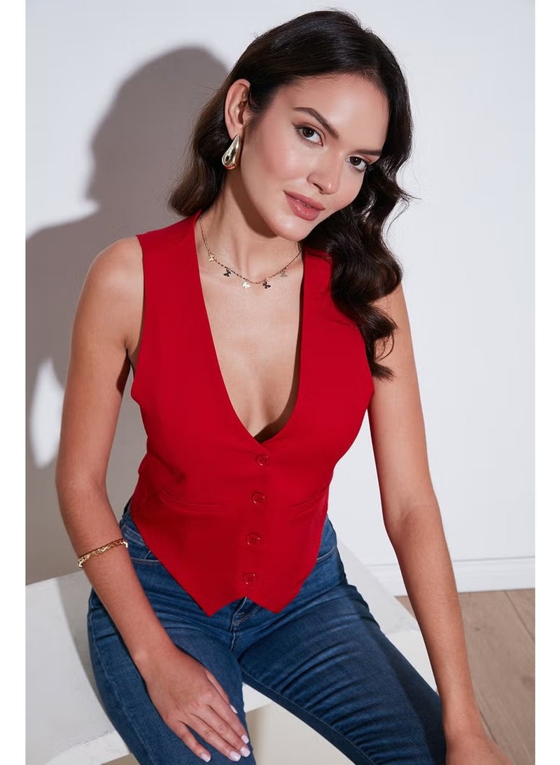 Lela سترة نسائية مزودة بأزرار على شكل حرف V 6696796 - Image 1