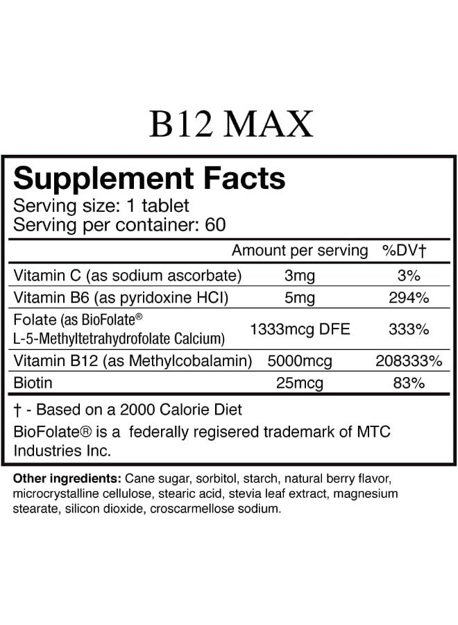 Wellgenix B12 Max Tablets for Energy - 60 Count - Image 4