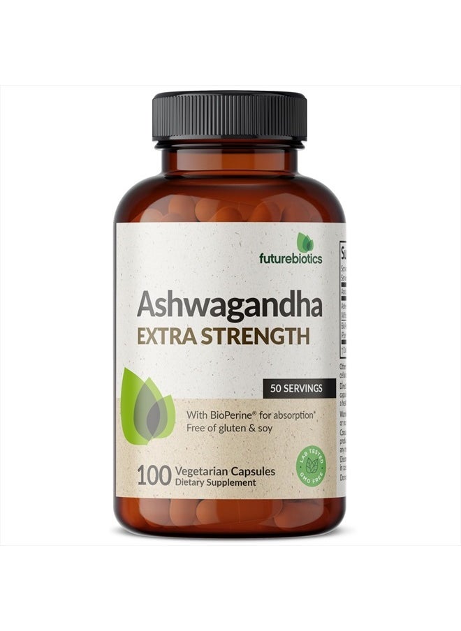 Futurebiotics - Ashwagandha Extra Strength Stress & Mood Support with BioPerine - Non GMO Formula, 100 Vegetarian Capsules - Image 1
