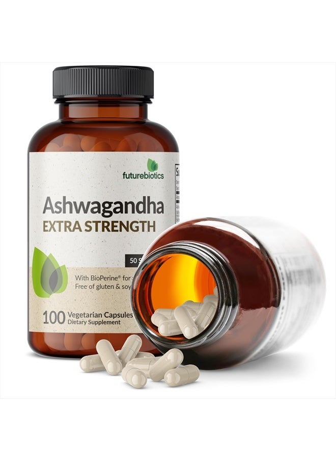 Futurebiotics - Ashwagandha Extra Strength Stress & Mood Support with BioPerine - Non GMO Formula, 100 Vegetarian Capsules - Image 1
