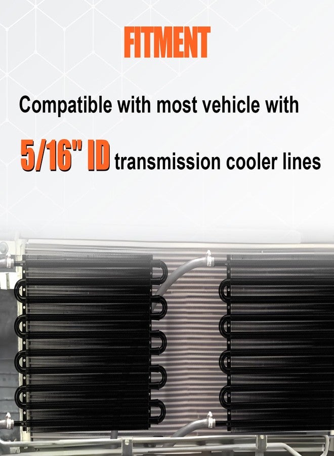 FILTERUP Upgrade 10 Pass Aluminium Transmission Oil Cooler, 5/16" Universal 10 Rows Tube And Fin Cooler Kit Engine With Hose Mounting, Black - Image 5