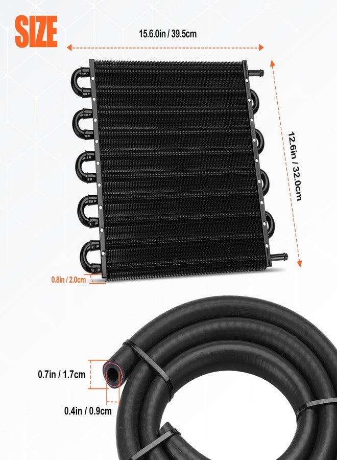 FILTERUP Upgrade 10 Pass Aluminium Transmission Oil Cooler, 5/16" Universal 10 Rows Tube And Fin Cooler Kit Engine With Hose Mounting, Black - Image 3