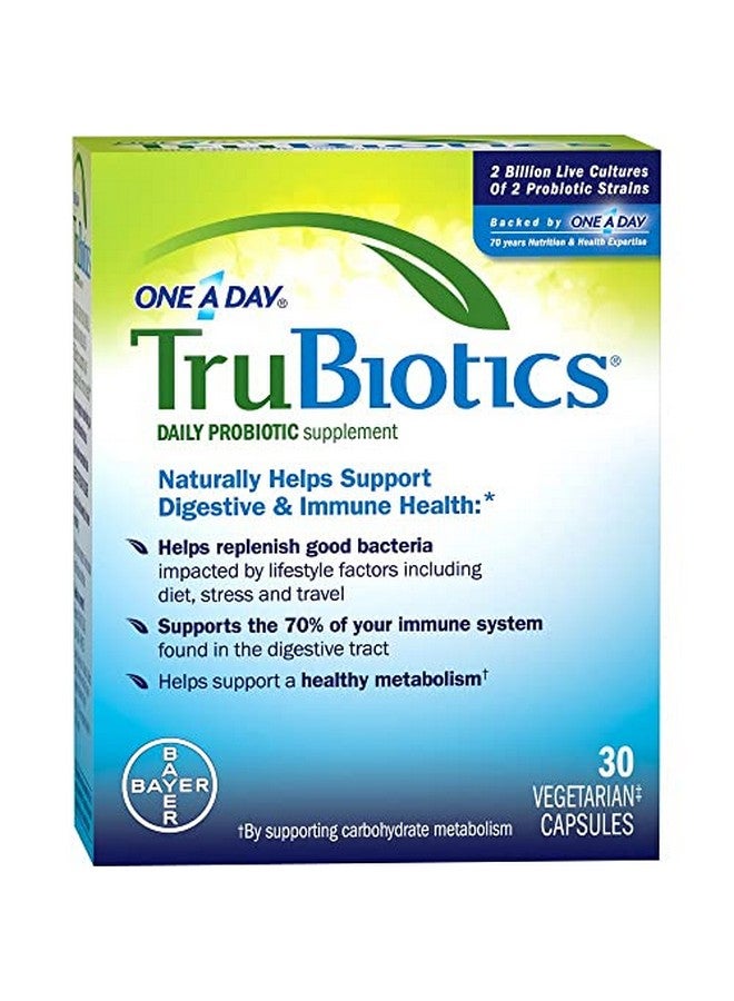 TruBiotics Daily Probiotic 30 Capsules Gluten Free Soy Free Digestive + Immune Health Support Supplement For Men And Women - Image 1