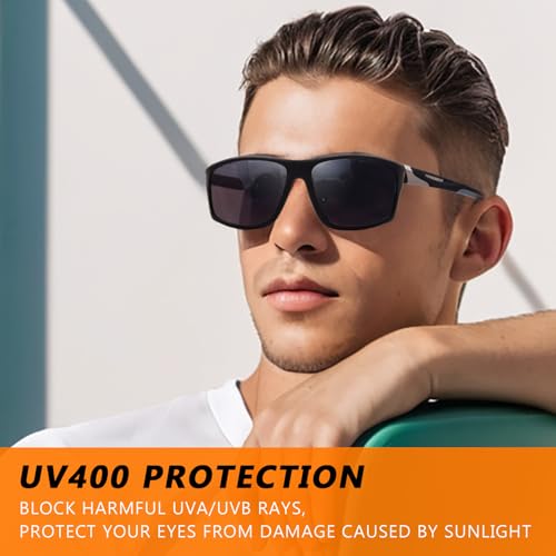 DEHOTRE 2 Pack Bifocal Reading Sunglasses Men Wrap Around Sports Sun Readers Outdoor Clear Top Soft Nose Pads PC Frame UV400 Black & Grey 2.00 - Image 5
