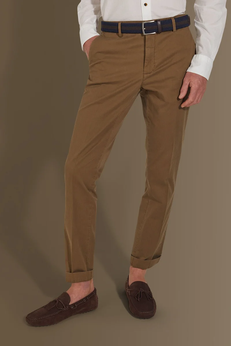 Doppelganger Brown Classic chino trousers - Nut for Men | Best Price UAE