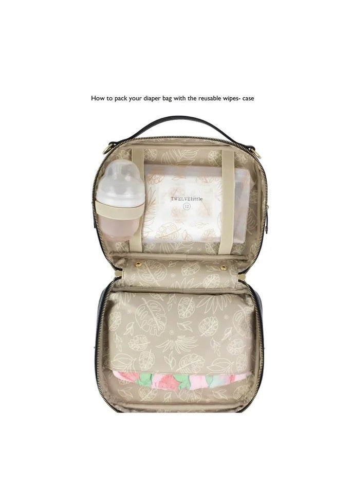 TWELVElittle TWELVElittle Reusable Wet Wipes Frosted Pouch - Leaf Print - Image 3