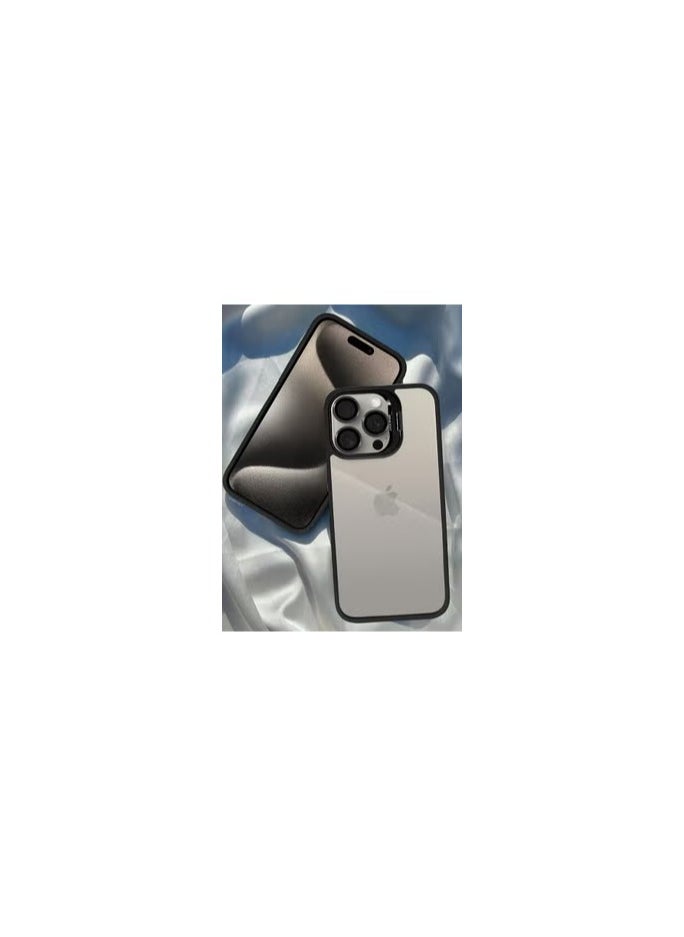 CATANES - iPhone 15 Pro Case Cover and Lens Protector Built-in Camera Stand and Compatible with MagSafe Full Body Shockproof Case Clear Black - Image 1