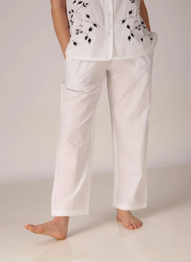 افتر دارك Kylie, Embroidered Chic Cotton Pyjama Set
