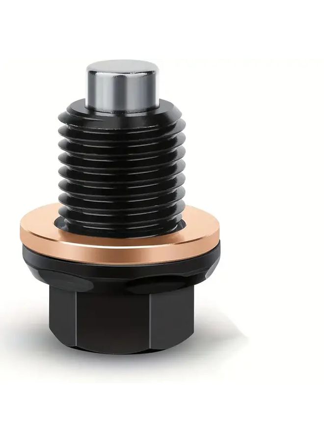 Black M14X1 5 Magnetic Oil Drain Plug With Anti Leak Crush Washer Universal Fit - Image 3