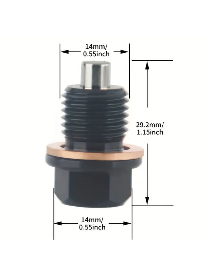 Black M14X1 5 Magnetic Oil Drain Plug With Anti Leak Crush Washer Universal Fit - Image 2