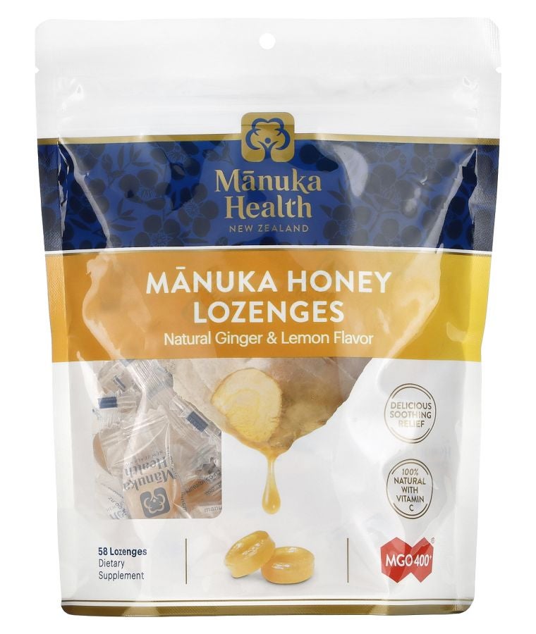 Manuka Honey Lozenges Natural Ginger & Lemon MGO 400+ 58 Lozenges