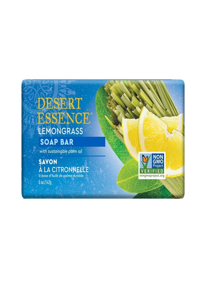 Desert Essence Lemongrass Soap Bar - Creamy Botanical Cleanser with Sustainable Palm, Lemongrass & Jojoba Oils - Vegan, Sulfate-Free, Cruelty-Free - 5 oz - Image 1