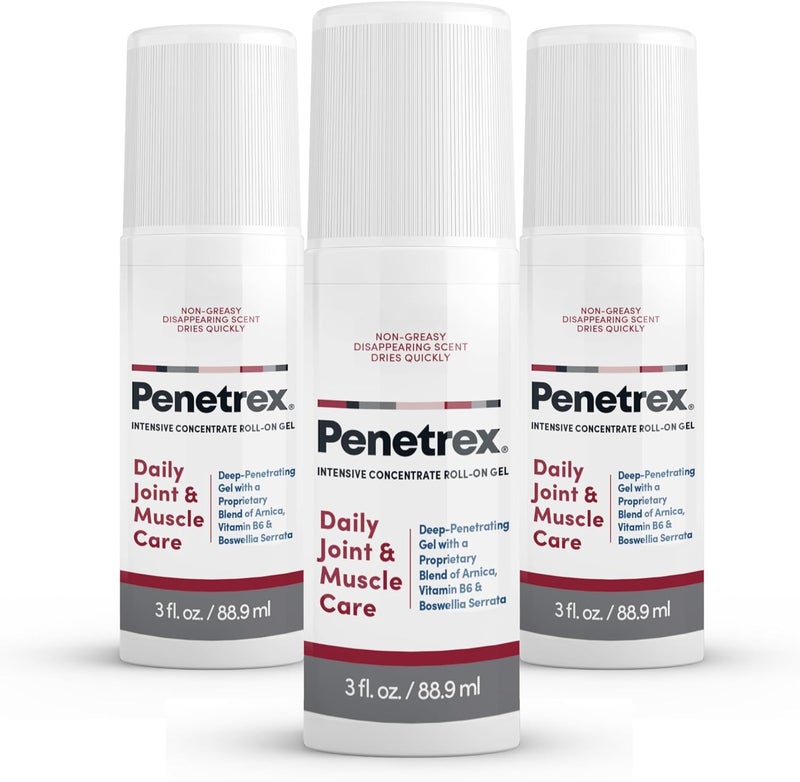 penetrex Penetrex Joint & Muscle Therapy - Soothing Gel for Back, Neck, Hands, Feet - Premium Whole Body Rub with Arnica, Vitamin B6 & MSM - 3oz Roll On Gel (3-Pack) 