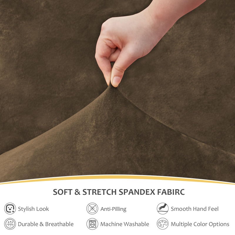 NICEEC Brown Spandex Armless Accent Chair Cover with Skirt Stretch Super Soft Modern Accent Slipper Chair Slipcovers Without Arms Washable Chair Protector for Living Room Bedroom Study - Image 3