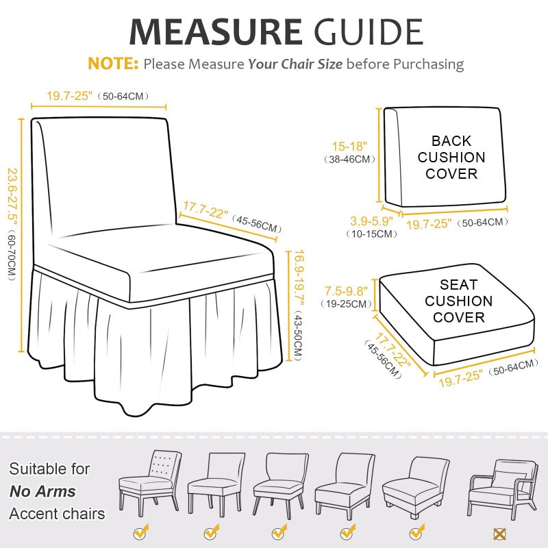 NICEEC Brown Spandex Armless Accent Chair Cover with Skirt Stretch Super Soft Modern Accent Slipper Chair Slipcovers Without Arms Washable Chair Protector for Living Room Bedroom Study - Image 2