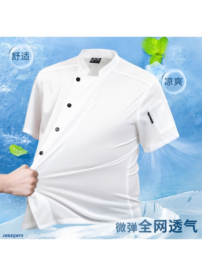 NIBEMINENT Summer Chef Uniform Short Sleeve High-End Hotel Restaurant Western Restaurant Hotel Kitchen Baking Short Sleeve Kitchen Clothes  - Image 1