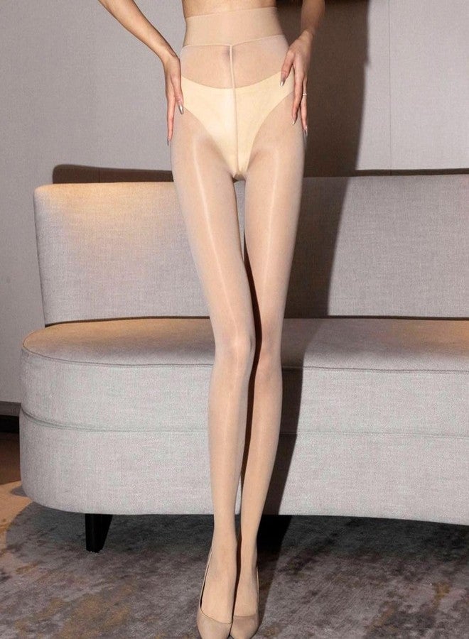 HTRUIYA Women Shiny Pantyhose Sheer Control Top Tights No Run Resistant Stretch Shimmery High Waist Pantyhose Stockings 2 Pairs (Nude+Black) - Image 2