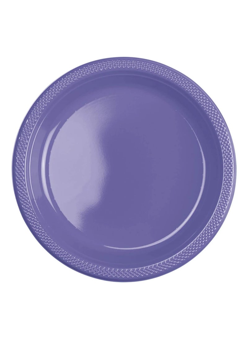 Amscan Party Special 7 Inch Dessert Food Grade Plastic Plates - Pack of 20. - PURPLE 