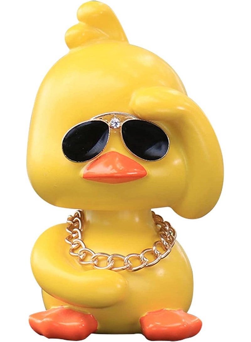 SYOSI Dashboard Decorations Duck Cute Yellow Duck Toy Car Ornaments Cool Duck Car Dashboard Decorations Shaking Head Doll Wave Left yellow - Image 1