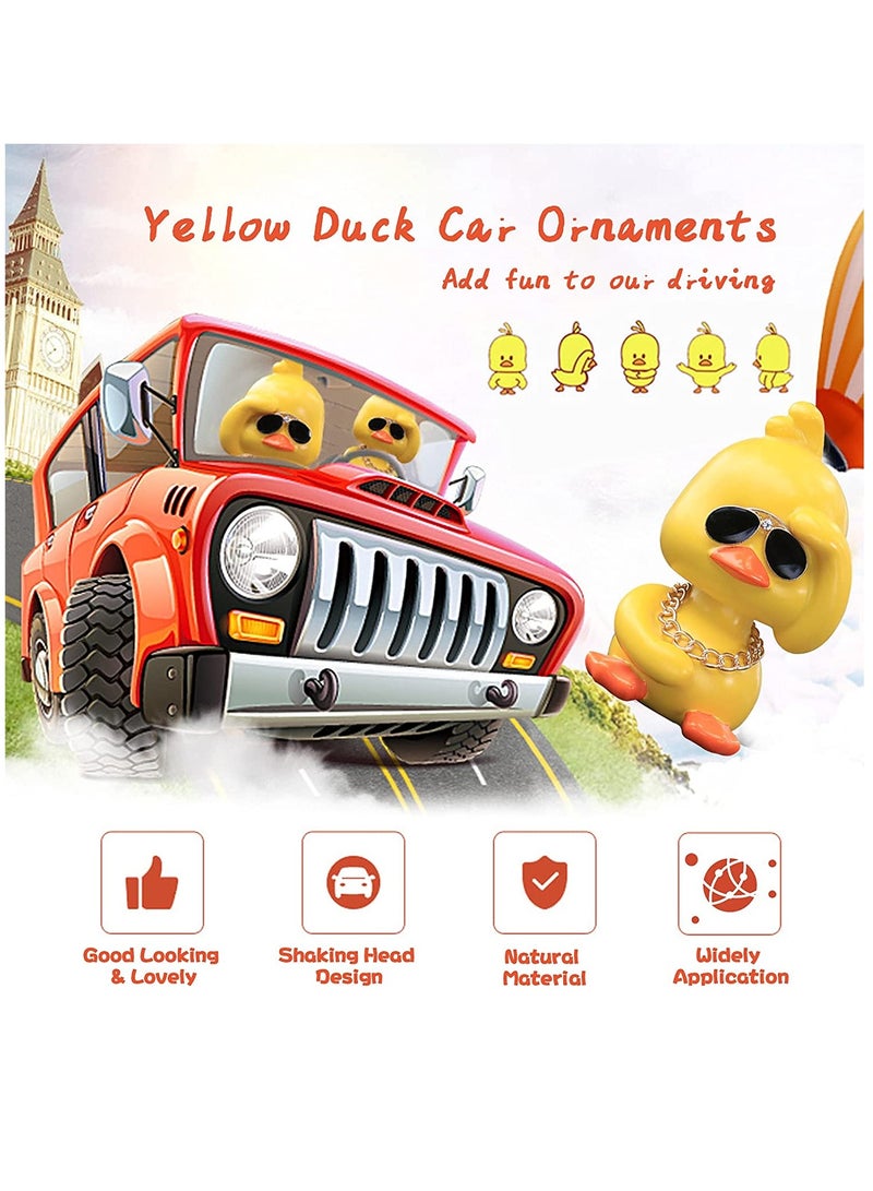 SYOSI Dashboard Decorations Duck Cute Yellow Duck Toy Car Ornaments Cool Duck Car Dashboard Decorations Shaking Head Doll Wave Left yellow - Image 3