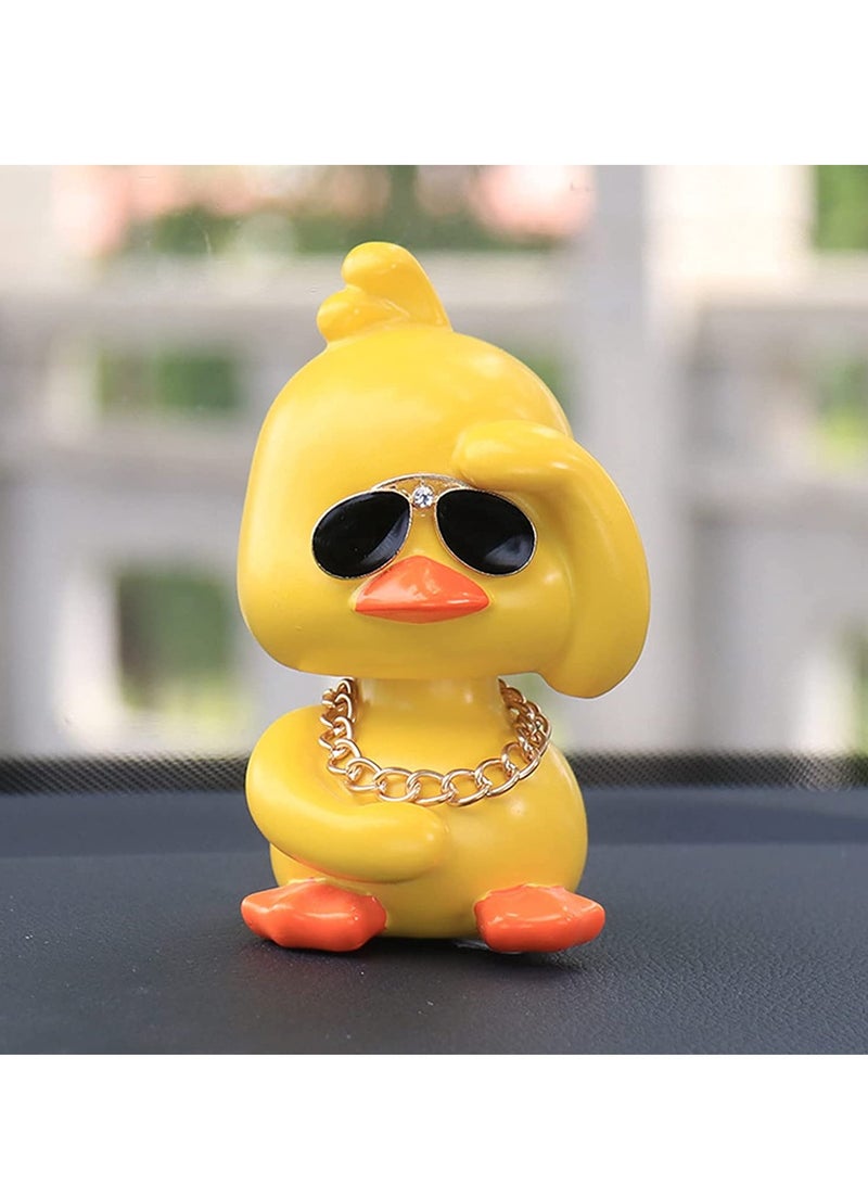 SYOSI Dashboard Decorations Duck Cute Yellow Duck Toy Car Ornaments Cool Duck Car Dashboard Decorations Shaking Head Doll Wave Left yellow - Image 5