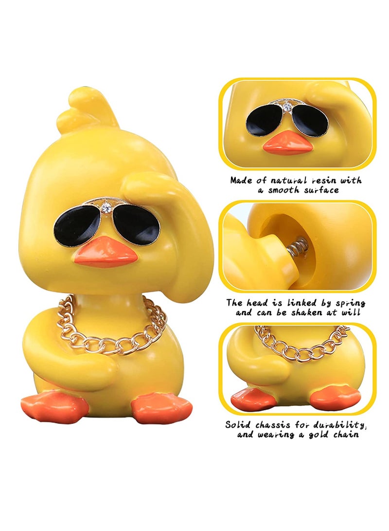 SYOSI Dashboard Decorations Duck Cute Yellow Duck Toy Car Ornaments Cool Duck Car Dashboard Decorations Shaking Head Doll Wave Left yellow - Image 2