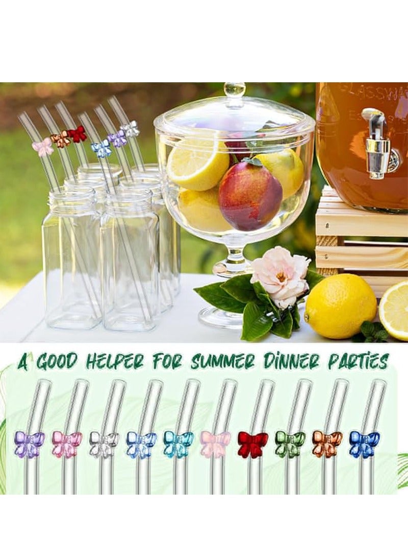 6 قطع من مصاصات الزجاج القابلة لإعادة الاستخدام بتصميم لطيف، 8 مم × 7.9 بوصة مقاومة للكسر على شكل فراشة، مصاصة زجاجية شفافة منحنية مع فرشاة تنظيف لحفلات المشروبات والميلك شيك والعصائر (ألوان مختلطة) - Image 4