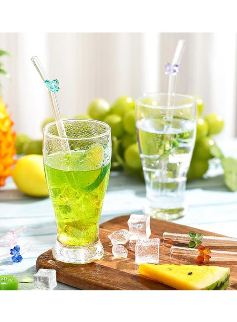 6 قطع من مصاصات الزجاج القابلة لإعادة الاستخدام بتصميم لطيف، 8 مم × 7.9 بوصة مقاومة للكسر على شكل فراشة، مصاصة زجاجية شفافة منحنية مع فرشاة تنظيف لحفلات المشروبات والميلك شيك والعصائر (ألوان مختلطة) - Image 5